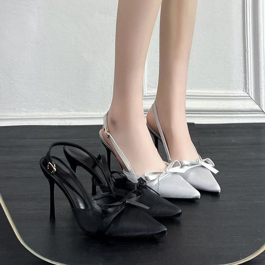 Stiletto Heel Bow Slingback Pumps