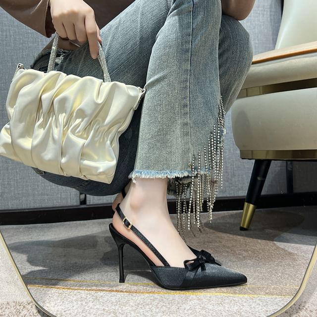 Stiletto Heel Bow Slingback Pumps