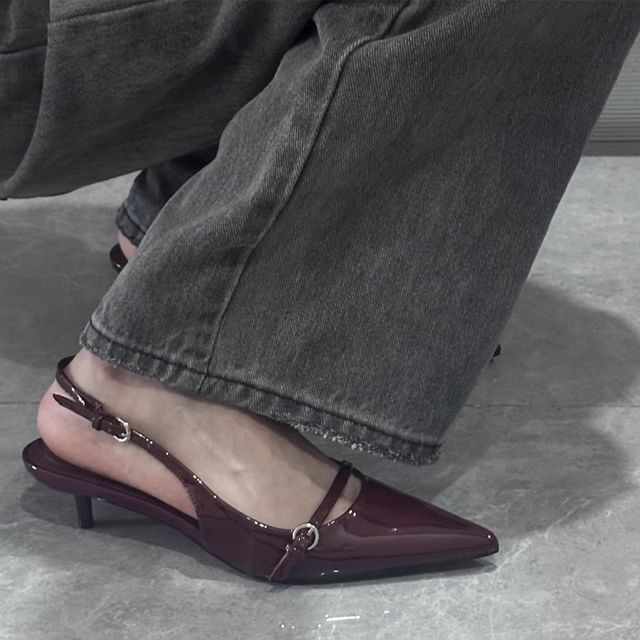 Low Heel Buckle Stiletto Heel Pumps