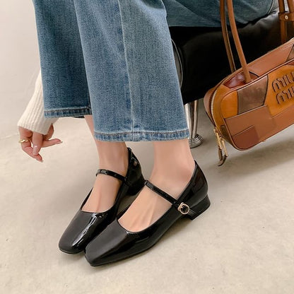 Square Toe Chunky Heel Mary Jane Shoes