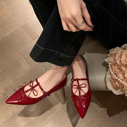 Pointed Bow Mary Jane Flats