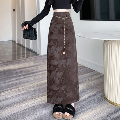 High Rise Floral Midi A-Line Skirt