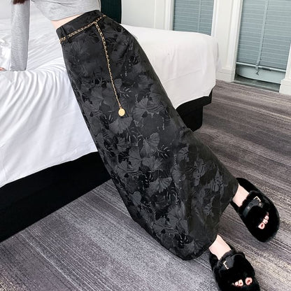 High Rise Floral Midi A-Line Skirt