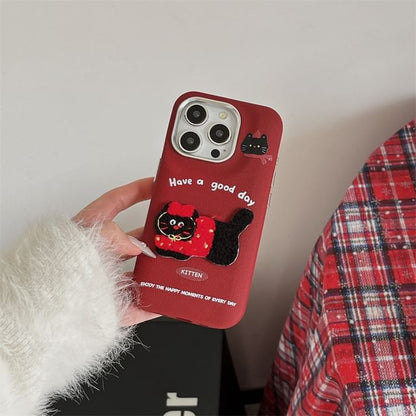 Cat Embroidered Phone Case