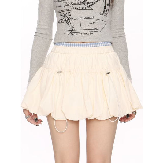 Elevated Bubble Mini Skirt with Plain Fabric
