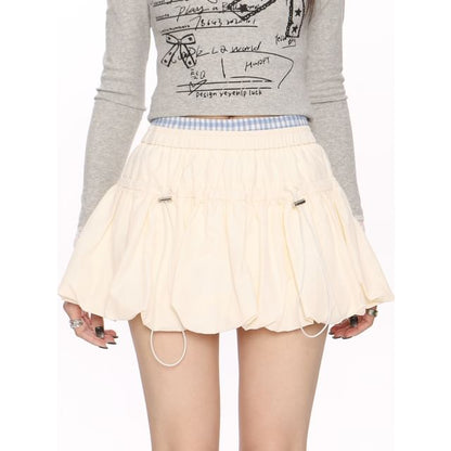 Elevated Bubble Mini Skirt with Plain Fabric