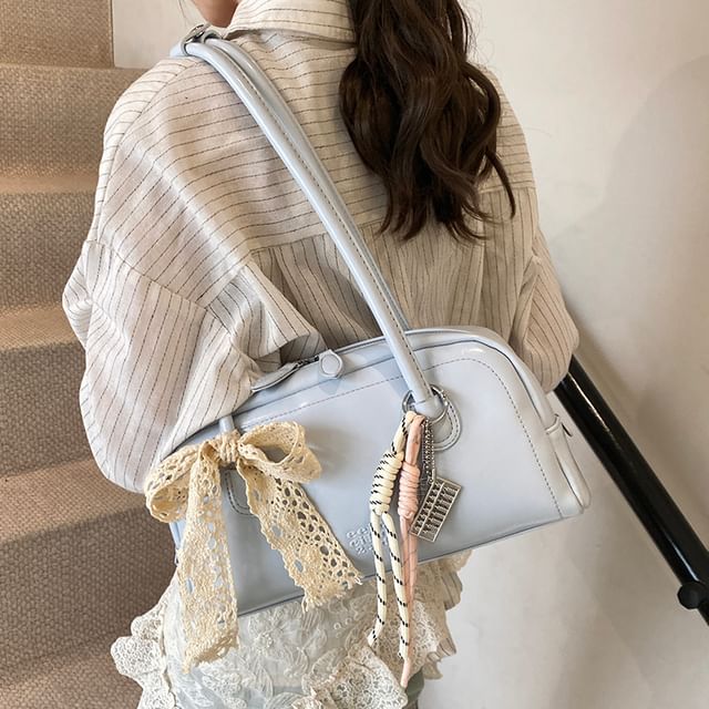 Leather Bag Faux Bowler Lettering