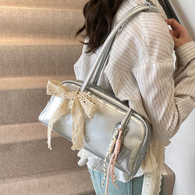 Leather Bag Faux Bowler Lettering