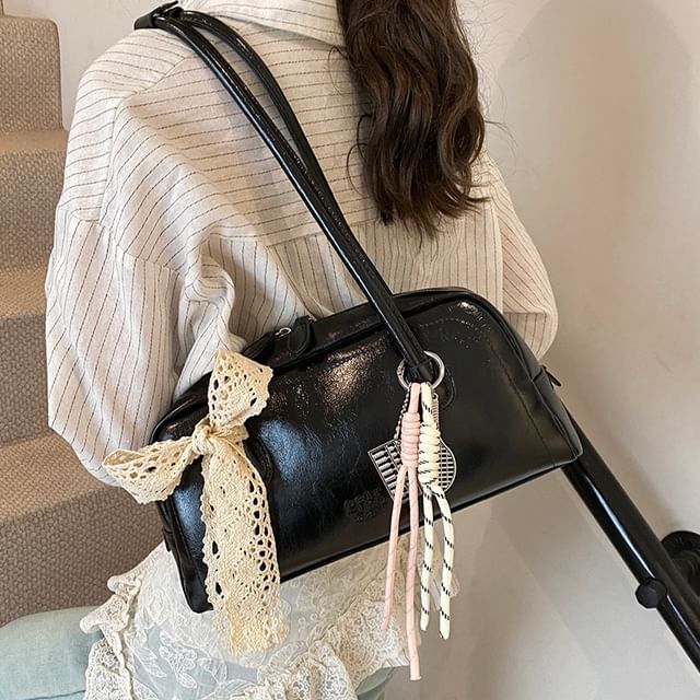 Leather Bag Faux Bowler Lettering