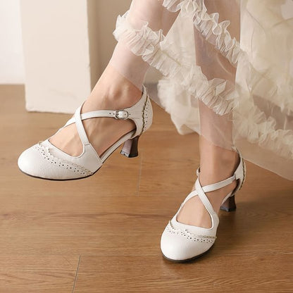 Low Heel Brogue D'Orsay Sandals