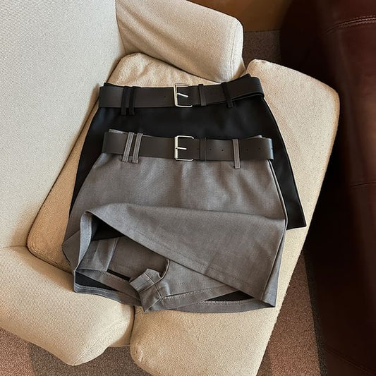Solid High-Rise Mini Skirt