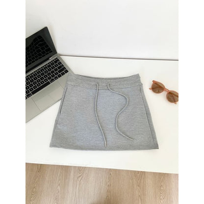 Drawstring Solid A-Line Skirt for Everyday Chic