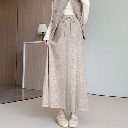 Comfortable Maternity A-Line Skirt with Drawstring Waist