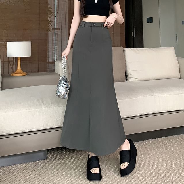 Flowing Mermaid Skirt with High Waist and Solid Panels