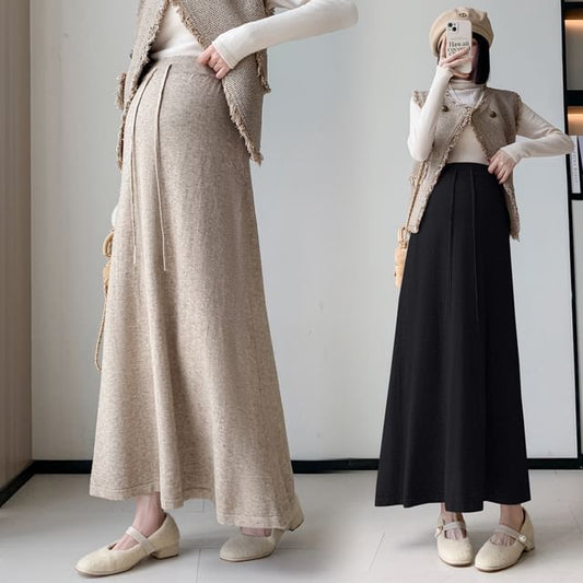 Comfortable Maternity A-Line Skirt with Drawstring Waist