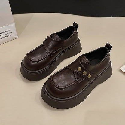 Strap Faux Leather Plain Platform Adhesive Shoes