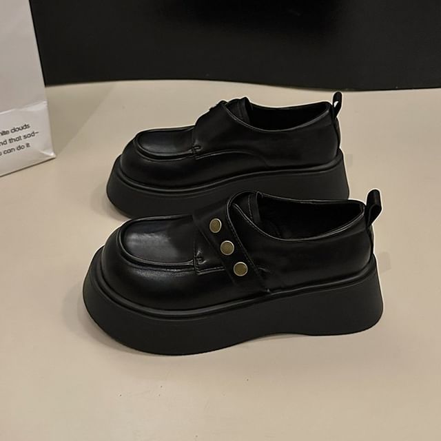 Strap Faux Leather Plain Platform Adhesive Shoes