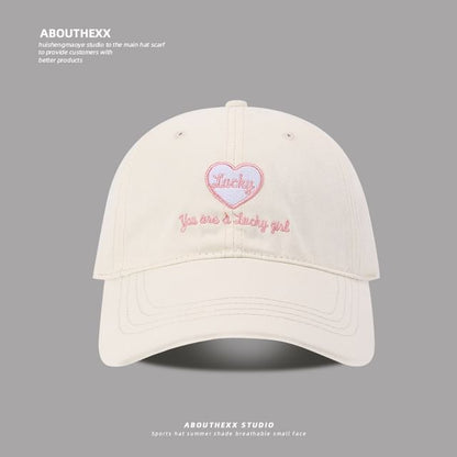 Heart Lettering Embroidered Baseball Cap