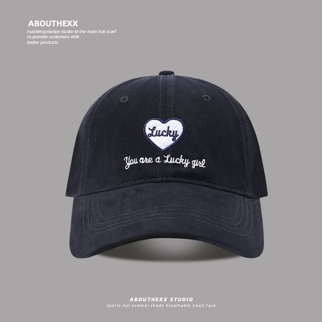 Heart Lettering Embroidered Baseball Cap