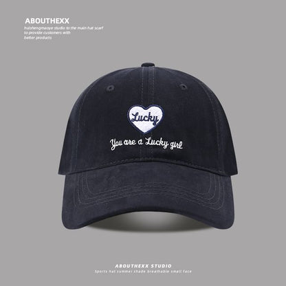 Heart Lettering Embroidered Baseball Cap