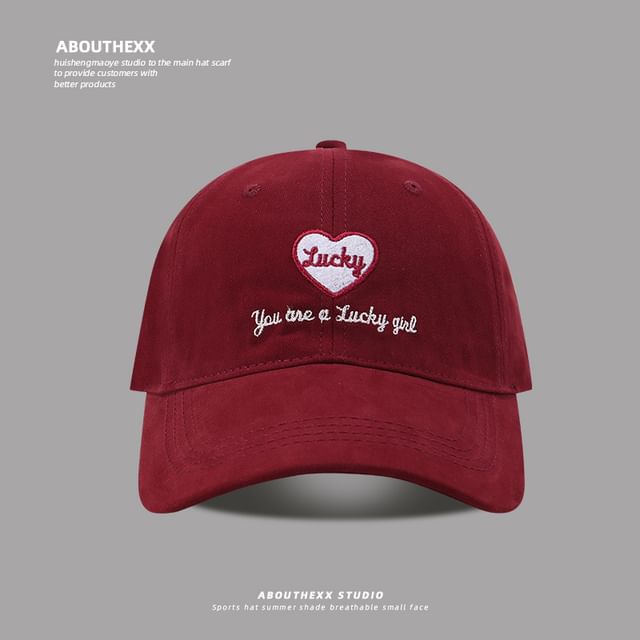 Heart Lettering Embroidered Baseball Cap