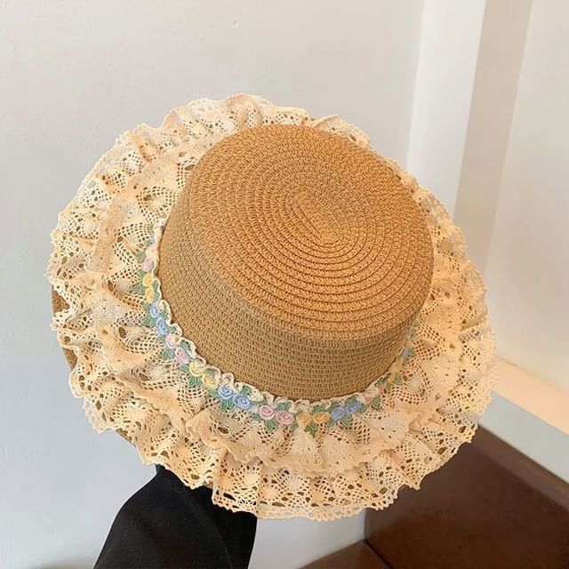 Ruffle Floral Applique Hat