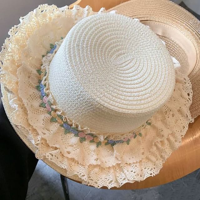 Ruffle Floral Applique Hat