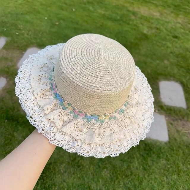 Ruffle Floral Applique Hat