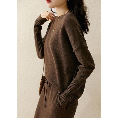 Knit Sweater and Pencil Skirt Set with Drawstring Waist