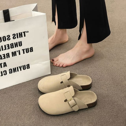 Buckled Platform Plain Mules