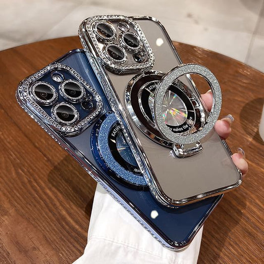 Rhinestone MagSafe) Case with Transparent (Compatible Phone Stand Magnetic