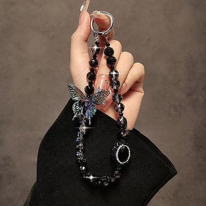 Crystal Phone Strap Faux Butterfly