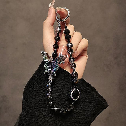 Crystal Phone Strap Faux Butterfly