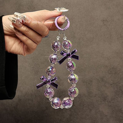 Faux Phone Strap Crystal Bow