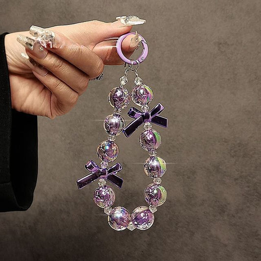 Faux Phone Strap Crystal Bow