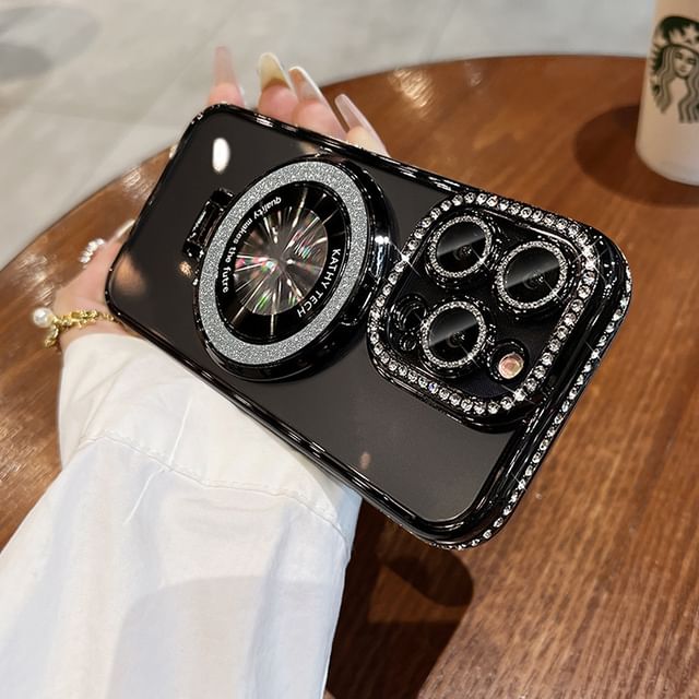 Rhinestone MagSafe) Case with Transparent (Compatible Phone Stand Magnetic