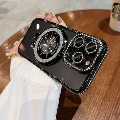 Rhinestone MagSafe) Case with Transparent (Compatible Phone Stand Magnetic
