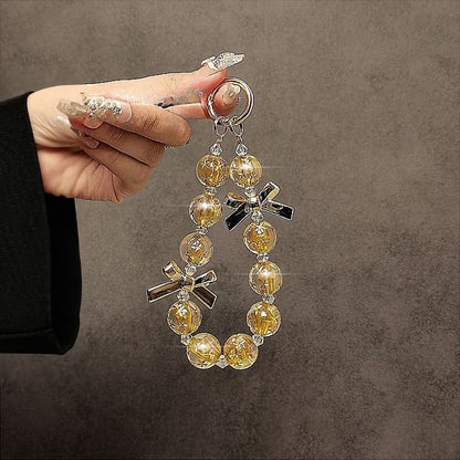 Faux Phone Strap Crystal Bow