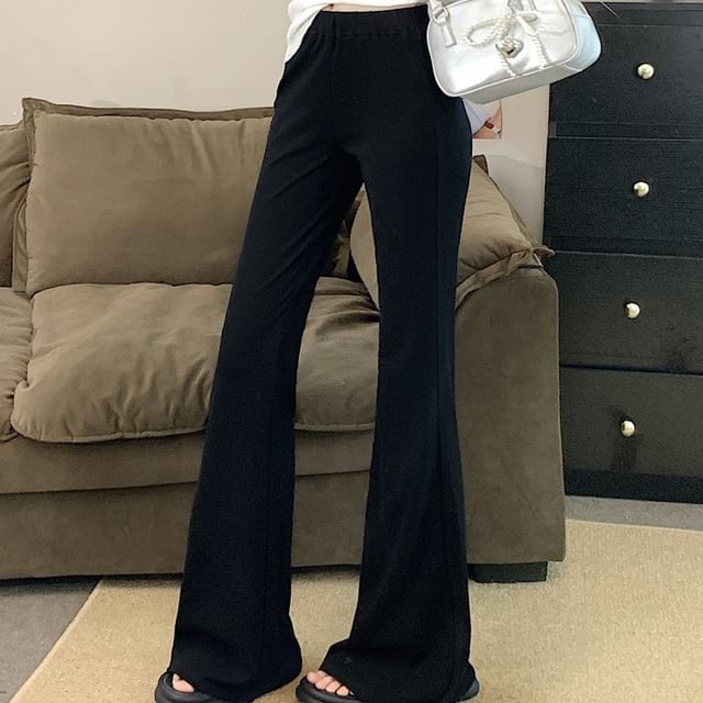 Mid Rise Plain Flared Pants
