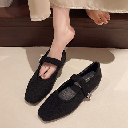 Square Toe Hidden Wedge Mary Jane Pumps