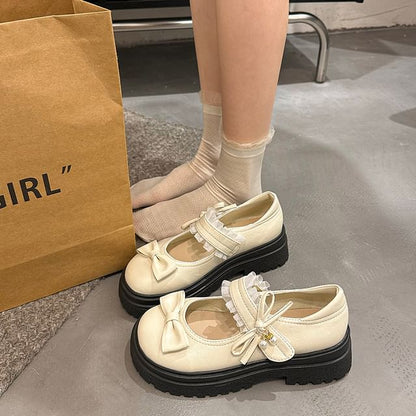 Platform Bow Frill Mary Jane Shoes