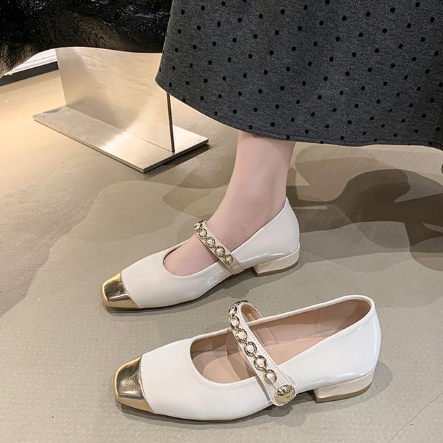 Square Cap Toe Mary Jane Pumps