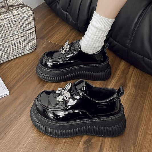 Platform Patent Leather Lace Up Shoes