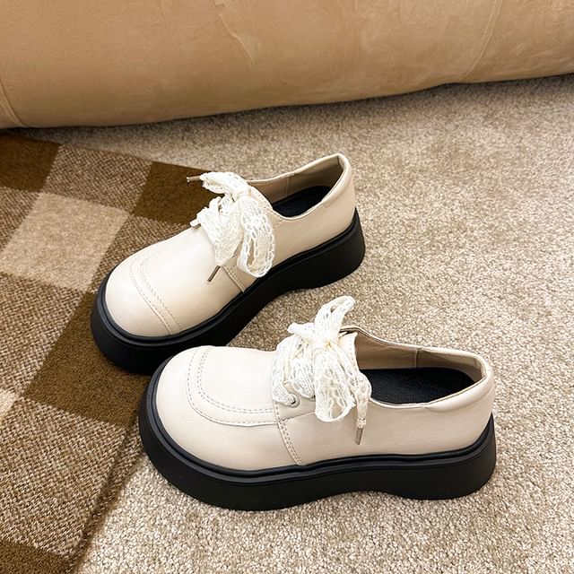 Platform Panel Lace Lace Up Shoes