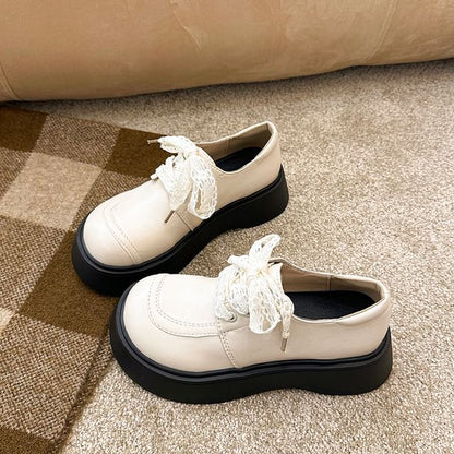 Platform Panel Lace Lace Up Shoes