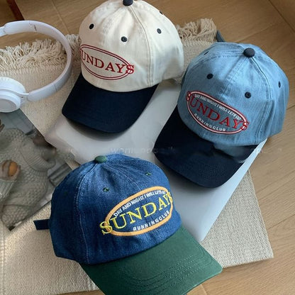 Two Tone Lettering Embroidered Baseball Cap