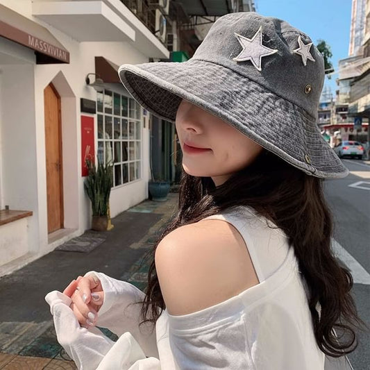 Star Applique Washed Boonie Hat