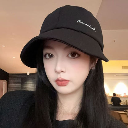 Lettering Embroidered Wide Brim Cap