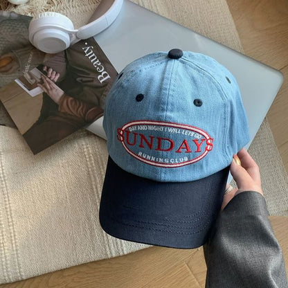 Two Tone Lettering Embroidered Baseball Cap