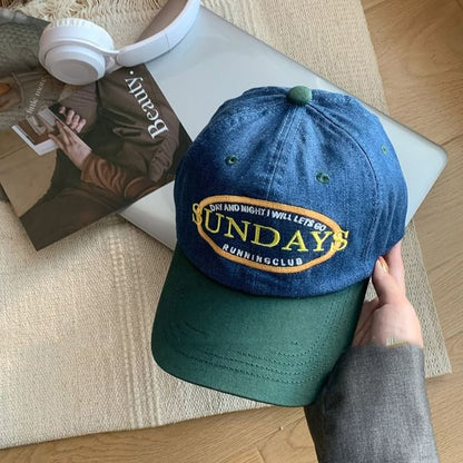 Two Tone Lettering Embroidered Baseball Cap